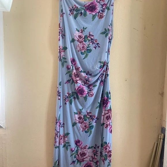 NWT Free People Always The One Mesh Midi Slip Dress S/P Blue Floral Ruched - Picture 6 of 9